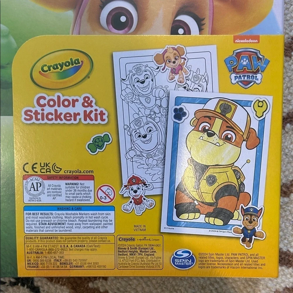 Crayola Paw Patrol Color & Sticker Set Nontoxic 45 piece craft kit new kids
